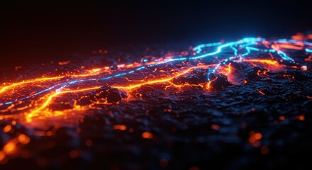 Abstract Glowing Lava and Energy Streams Digital Art