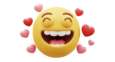 Fototapeta premium Smiling emoji with hearts