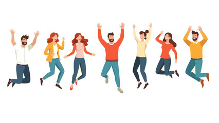 Fototapeta premium Icons Pack Joyful Celebration, Group of Friends, Indoor Event, Illustration, Vibrant Atmosphere, Eye-Level View, Happiness and Togetherness