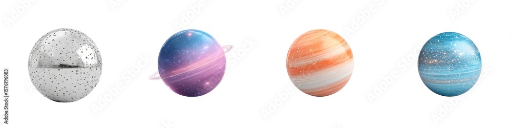 Poster 3d chrome galaxy planet icon with stars in y2k style isolated on white background. render of 3d silv