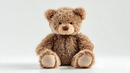 Obraz premium A Soft Brown Teddy Bear Sitting on a White Background