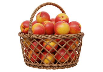 Isolated Nectarines in Basket, A Fruitful Harvest
