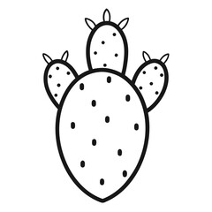prickly pear line art on white-background