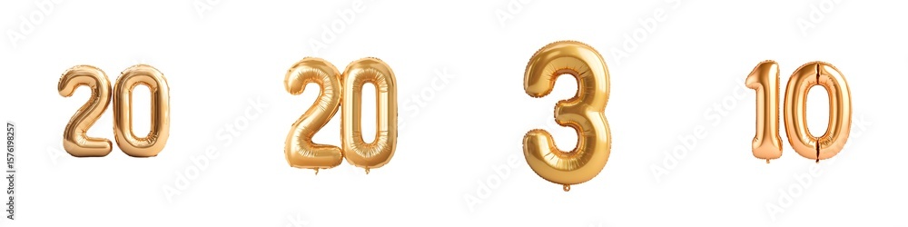 Poster 3d gold liquid number in y2k style isolated on a white background. render of 3d golden inflated nume