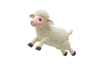 Isolated 3D Render Leaping Sheep Cartoon Style Character