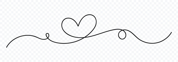 Continuous heart line drawing fancy minimalist illustration. Abstract love symbol. Love outline symbol. Continuous line art drawing. Vector illustration