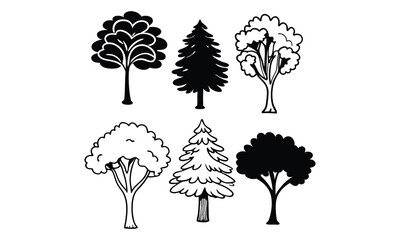 Assortment of Illustrated Tree Designs