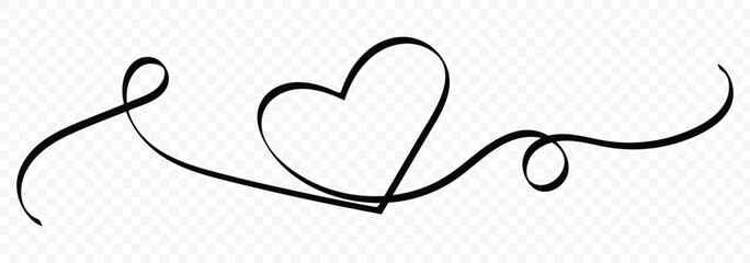 Hand drawn vector minimalist illustration of love concept. Wedding, Valentine day love heart scribble line background. Minimalism hand drawn style. Line scribble heart thread vector illustration.