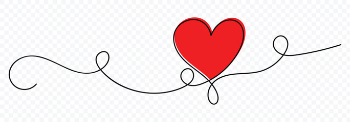 Line art continuous heart icon isolated. Minimalism hand drawn style. heart, love, valentine, wedding. one line art style isolated on white background. Heart or love line doodle. Vector illustration.