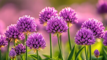 Fototapeta premium Close-up of vibrant purple flower clusters in a garden setting.