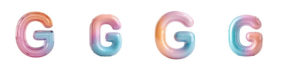 3d holographic liquid letter G in y2k style isolated on a white background. Render of 3d neon inflated iridescent alphabet with rainbow effect. 3d vector y2k hologram letter. 75797500 1