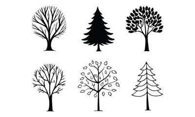 Assortment of Illustrated Tree Designs