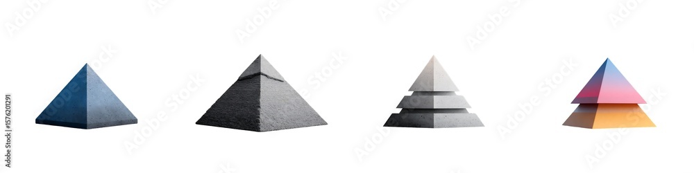 Aufkleber 3d gritty pyramid with grain gradient effect in y2k style isolated on white. noise shape with grainy