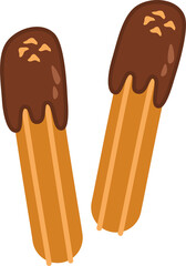 Churros with hot chocolate and powdered sugar