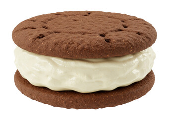 Isolated Chocolate Cookie Ice Cream Sandwich, Decadent Treat