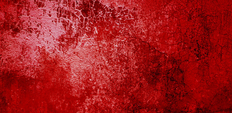 Cracked red background, scary bloody wall. white wall with blood splatter for halloween background. Horror background