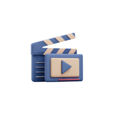 An open film board. A bold play button on the screen with a transparent background
