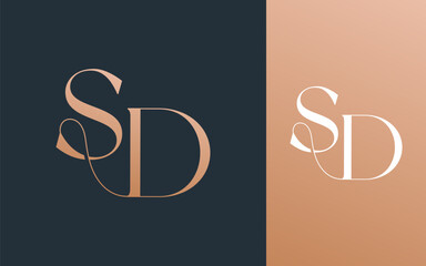 Initial letter SD DS logo design vector illustration for couple, wedding, and business