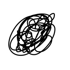 Doodle line art doubt, anxiety, confused, stuck illustration icon that can be used for sticker, book, mandala, scrapbook, icon, decorative, etc. with aesthetic colorful black color