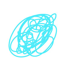 Doodle line art doubt, anxiety, confused, stuck illustration icon that can be used for sticker, book, mandala, scrapbook, icon, decorative, etc. with aesthetic colorful mint blue color