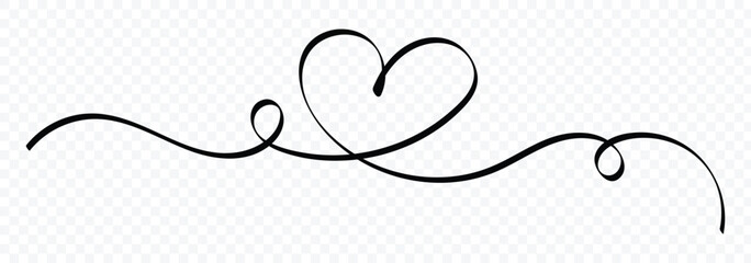 Hand drawn sketch doodle style. Continuous one line design template. Love symbol. Line scribble heart thread. One continuous line art drawing for valentine's day. Vector illustration.