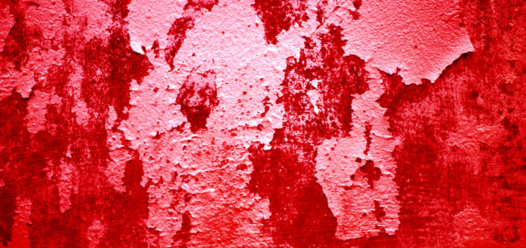 Cracked red background, scary bloody wall. white wall with blood splatter for halloween background. Horror background