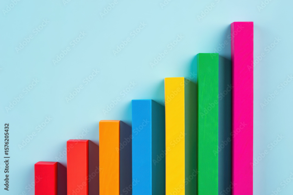 Poster colorful bar graph representing steady growth and success a vibrant visual display of increasing val