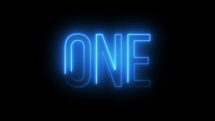 Animation of number 1 with blue neon colors on the outline and isolated on black background. Number one - Powered by Adobe