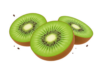 Isolated Fresh Kiwi Fruit Halves Close-up