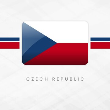 Vibrant Animated Czech Republic Flag Waving in Button Frame with Bold White, Red, and Blue Colors Representing National Pride, History, and European Identity