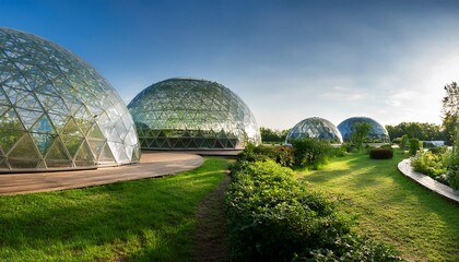Obraz premium eco friendly park with geodesic domes