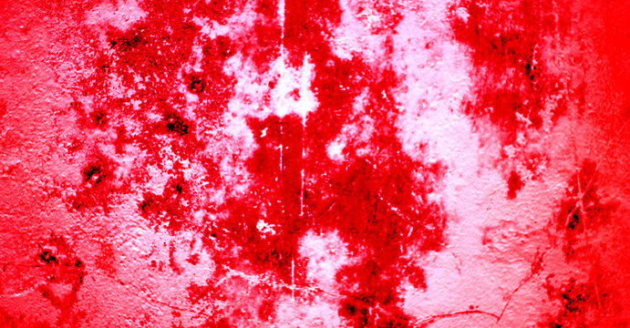 Cracked red background, scary bloody wall. white wall with blood splatter for halloween background. Horror background
