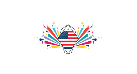 Obraz premium American flag geometric abstract burst explosion festive design