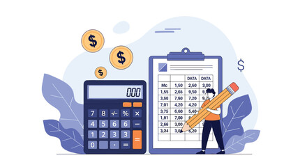 Financial accounting professional expert performing calculations with a pencil