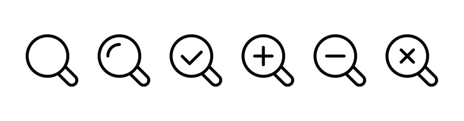 Magnifying glass icon set