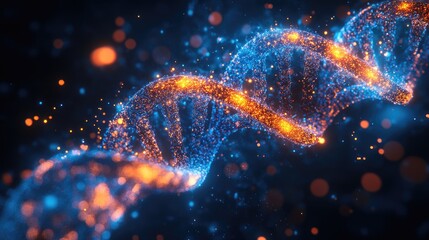 A glowing representation of a dna molecule.