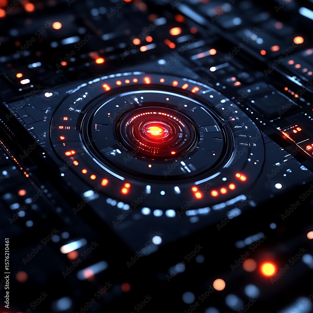 Aufkleber futuristic tech interface with glowing circular core