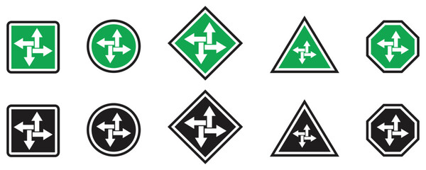 Directional Arrow Signs in Geometric Shapes.