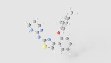 abafungin molecule 3d, molecular structure, ball and stick model, structural chemical formula antifungal