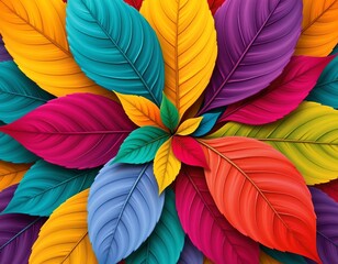 Fototapeta premium a vibrant and intricate flower with leaves in a spectrum of colors.