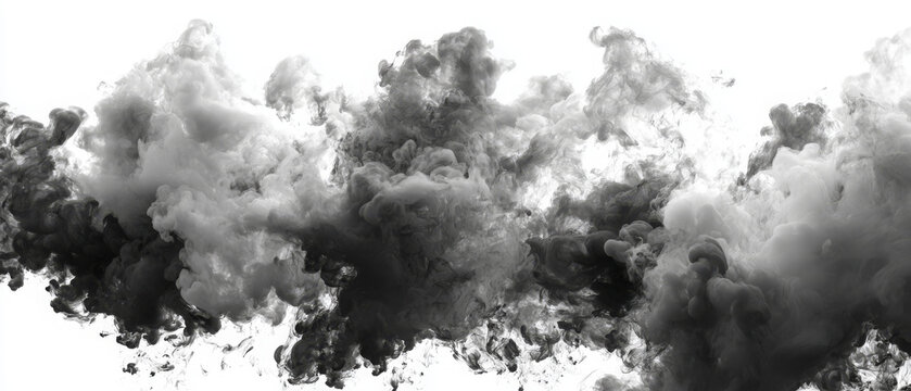 Dense Black and Gray Smoke Clouds Rising