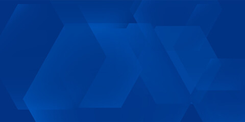 Modern abstract blue background with glowing geometric lines. Blue gradient hexagon shape design. Futuristic modern