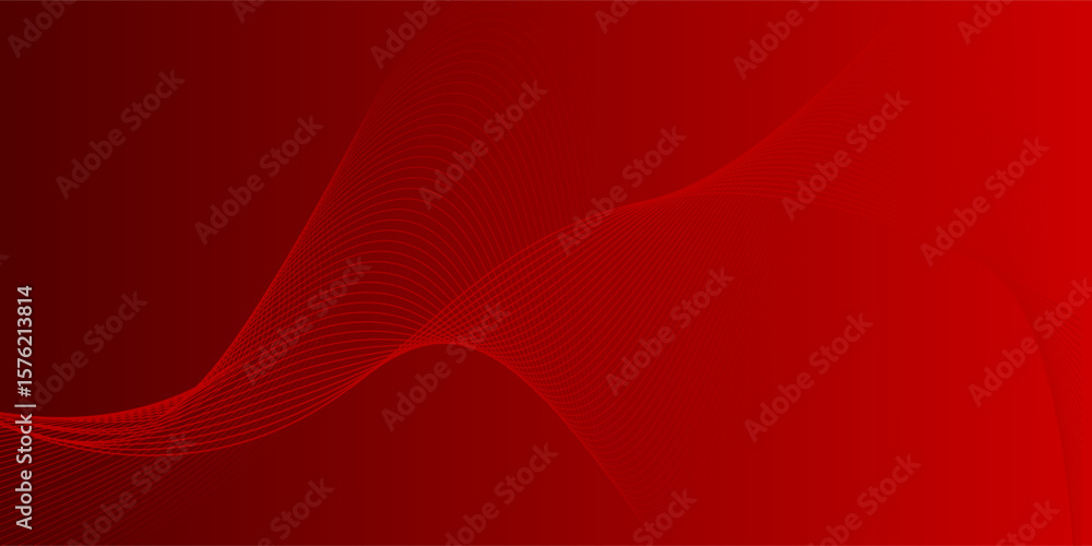 Poster abstract red gradient background with glowing wave. shiny moving lines design element. elegant flowi