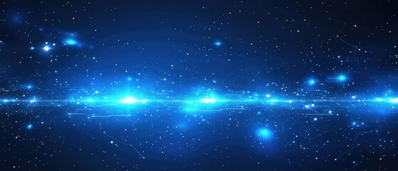 Naklejka premium Deep space filled with glowing blue light.