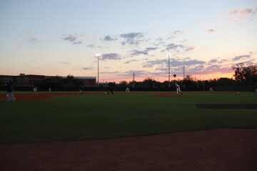 baseball field at dusk