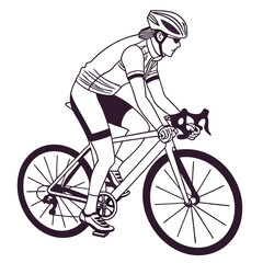 Naklejka premium Dynamic cyclist riding a racing bike emphasizing speed and concentration in sports activity