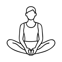 Line drawing of woman in butterfly pose yoga for hip opening posture