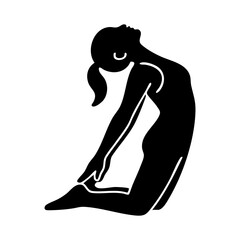 Fototapeta premium Silhouette of woman in camel pose yoga backbend opening chest deeply