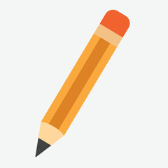 Pencil Vector - Vector illustration of a yellow pencil with an eraser, ideal for writing, drawing, education, creativity, and stationery themes