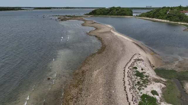 Natural barrier Islands and wildlife preserves in Buzzards Bay in Massachusetts south of Plymouth and Cape Cod Bay 